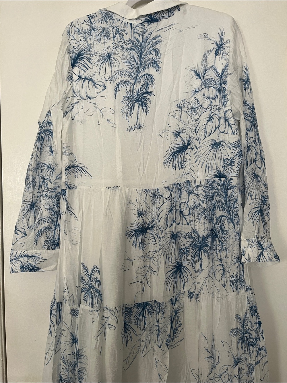 1.STATE White Maxi Dress with Blue Botanical Print - Picture 3 of 5